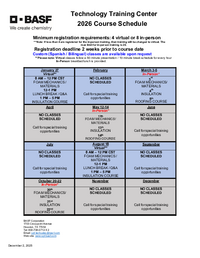 Thumbnail of document 2026 BASF TTC Training Schedule